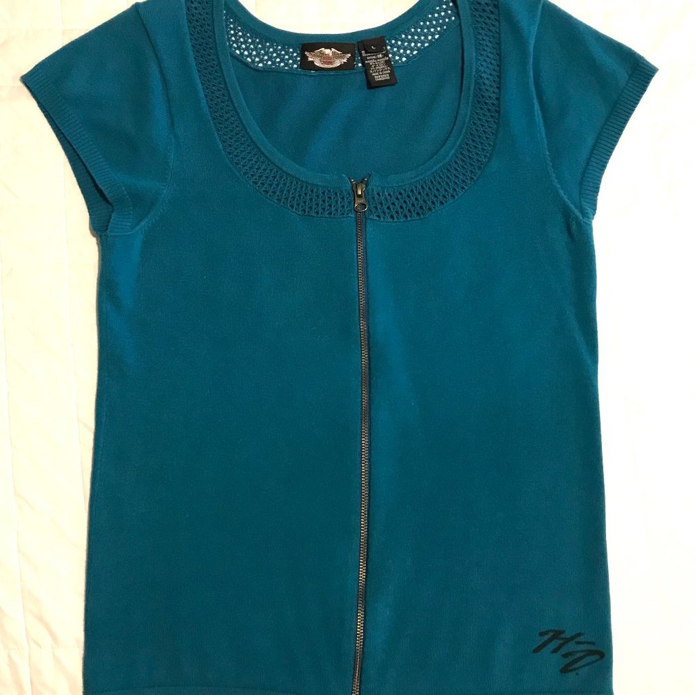 Harley Davidson Sweater, turquoise, size L